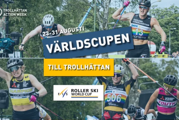 Vinnarna i Alliansloppet 2024 med text om att världscupen kommer till Trollhättan.